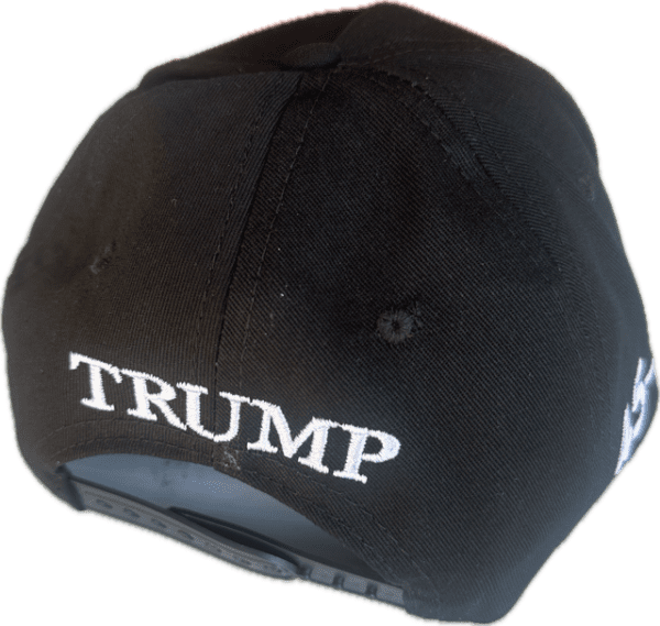 A black hat with the word " trump " on it.