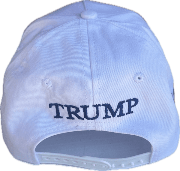 A white hat with the word " trump " on it.