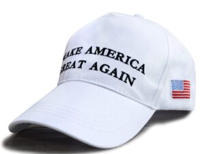 A white hat with the words " make america great again ".