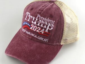 A hat with the words president trump 2 0 2 4 on it.